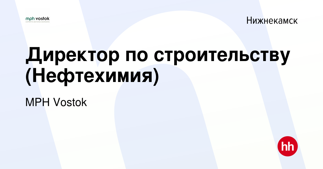 Вакансия Директор по строительству (Нефтехимия) в Нижнекамске, работа в