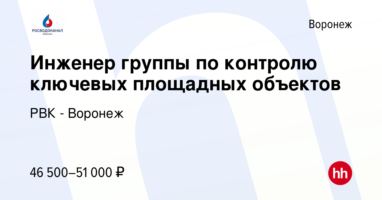 Вакансия Инженер группы по контролю ключевых площадных объектов в