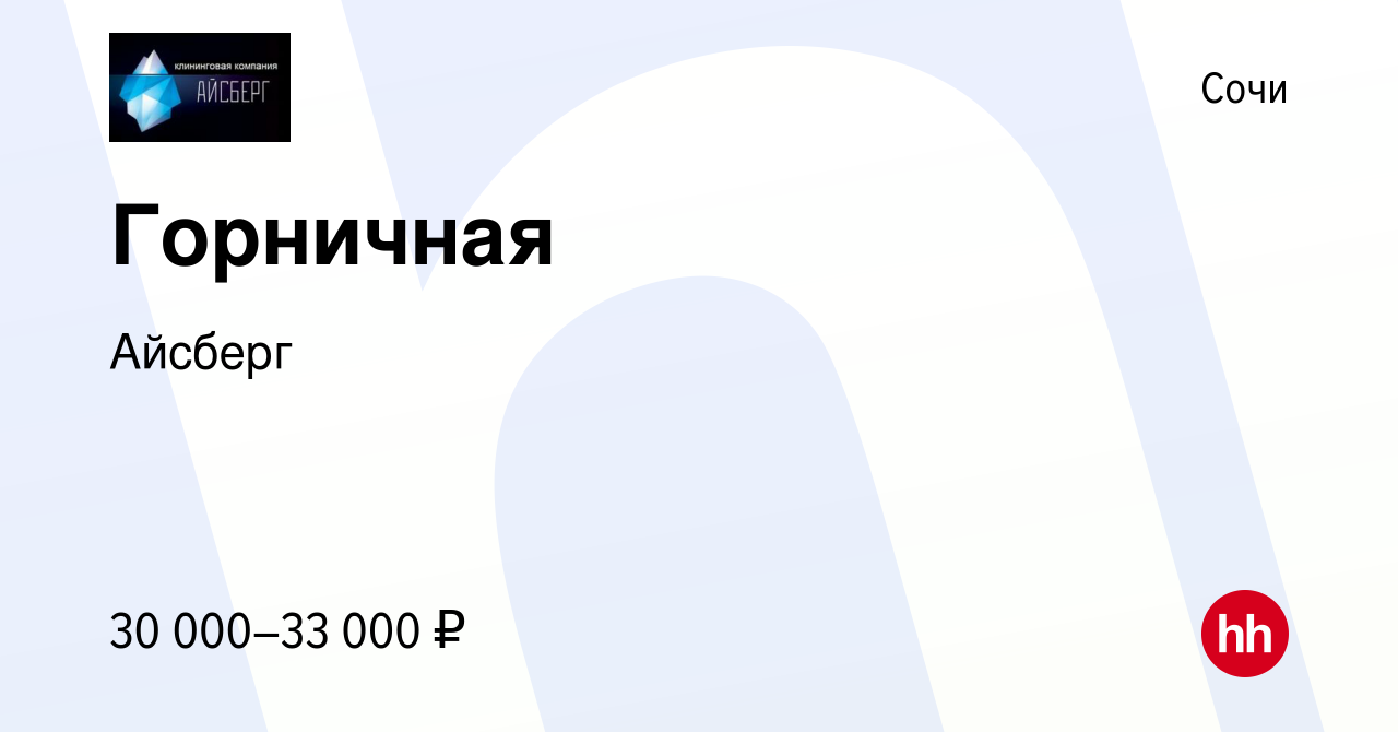 Вакансия Горничная в Сочи, работа в компании Айсберг (вакансия в архиве c 5  мая 2017)