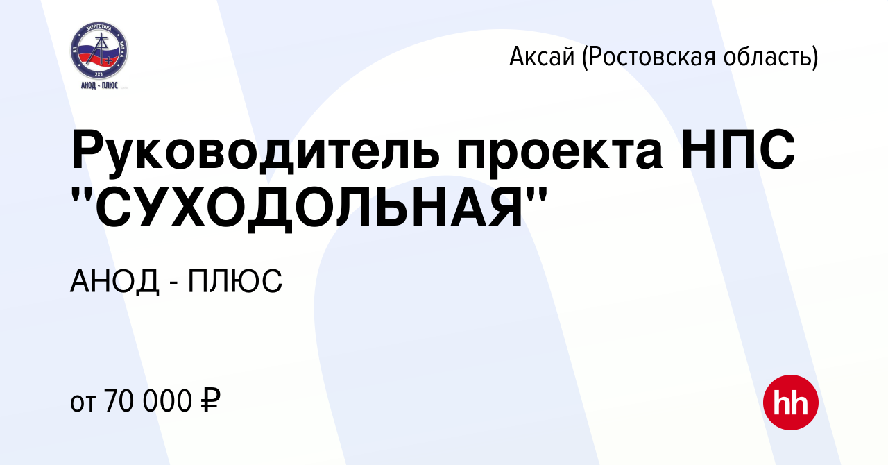 Вакансия Руководитель проекта НПС 