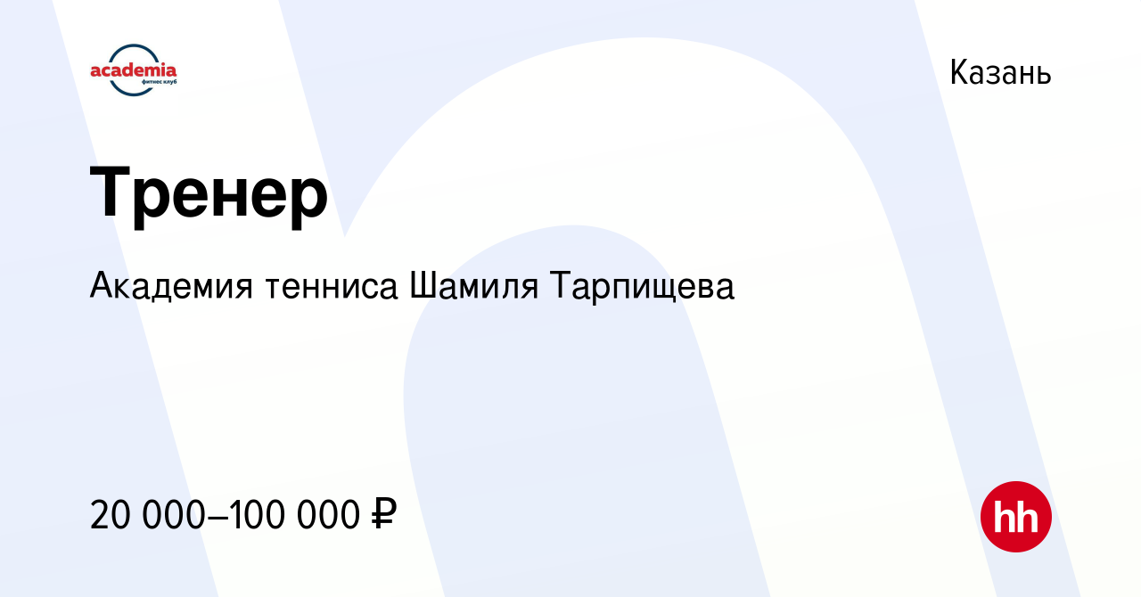 Вакансия Тренер в Казани, работа в компании Академия тенниса Шамиля  Тарпищева (вакансия в архиве c 18 апреля 2019)