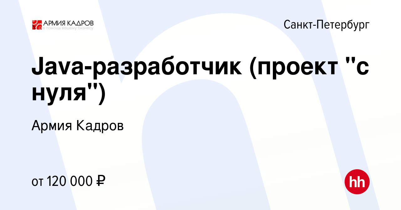 Вакансия Java-разработчик (проект 