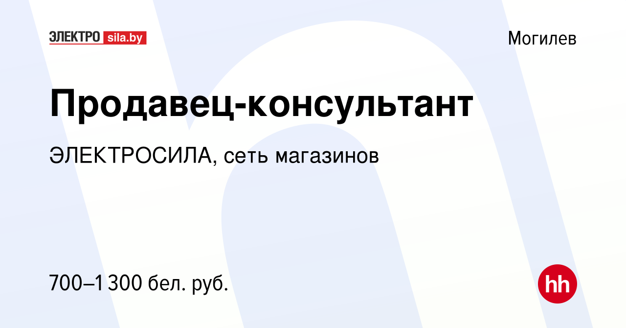 Вакансия Продавец-консультант в Могилеве, работа в компании ЭЛЕКТРОСИЛА,  сеть магазинов (вакансия в архиве c 12 марта 2020)