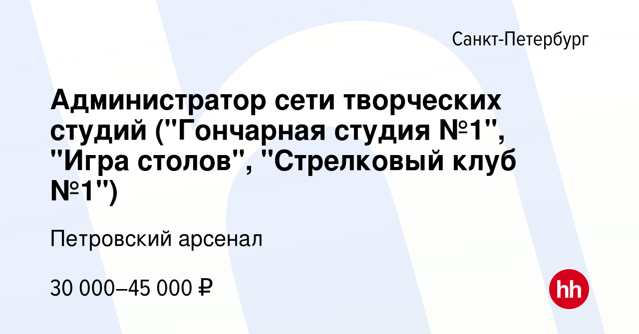 Вакансия Администратор сети творческих студий (