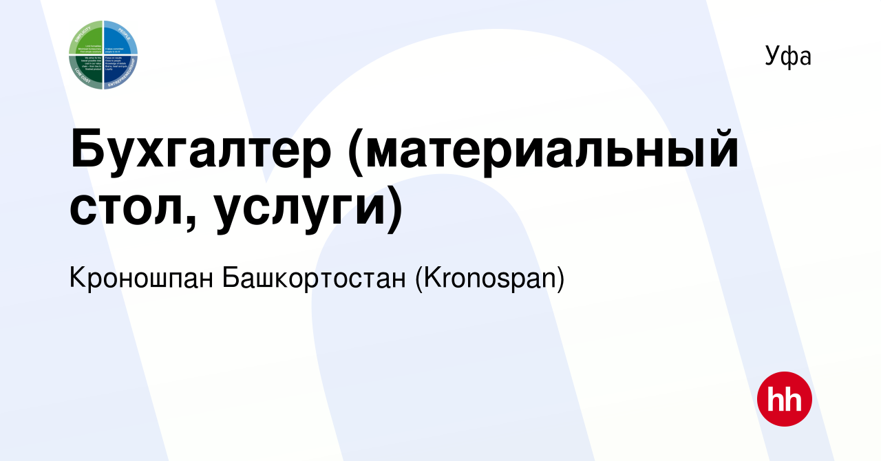 Вакансия Бухгалтер (материальный стол, услуги) в Уфе, работа в компании  Кроношпан Башкортостан (Kronospan) (вакансия в архиве c 10 августа 2020)