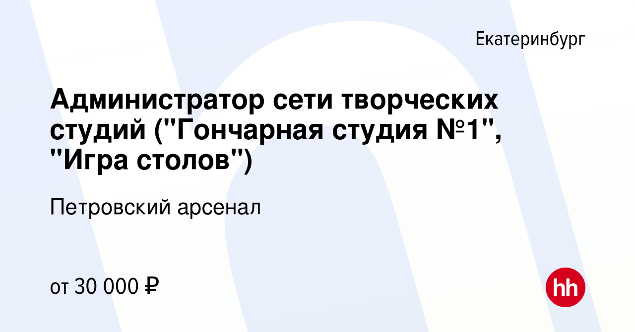 Вакансия Администратор сети творческих студий (