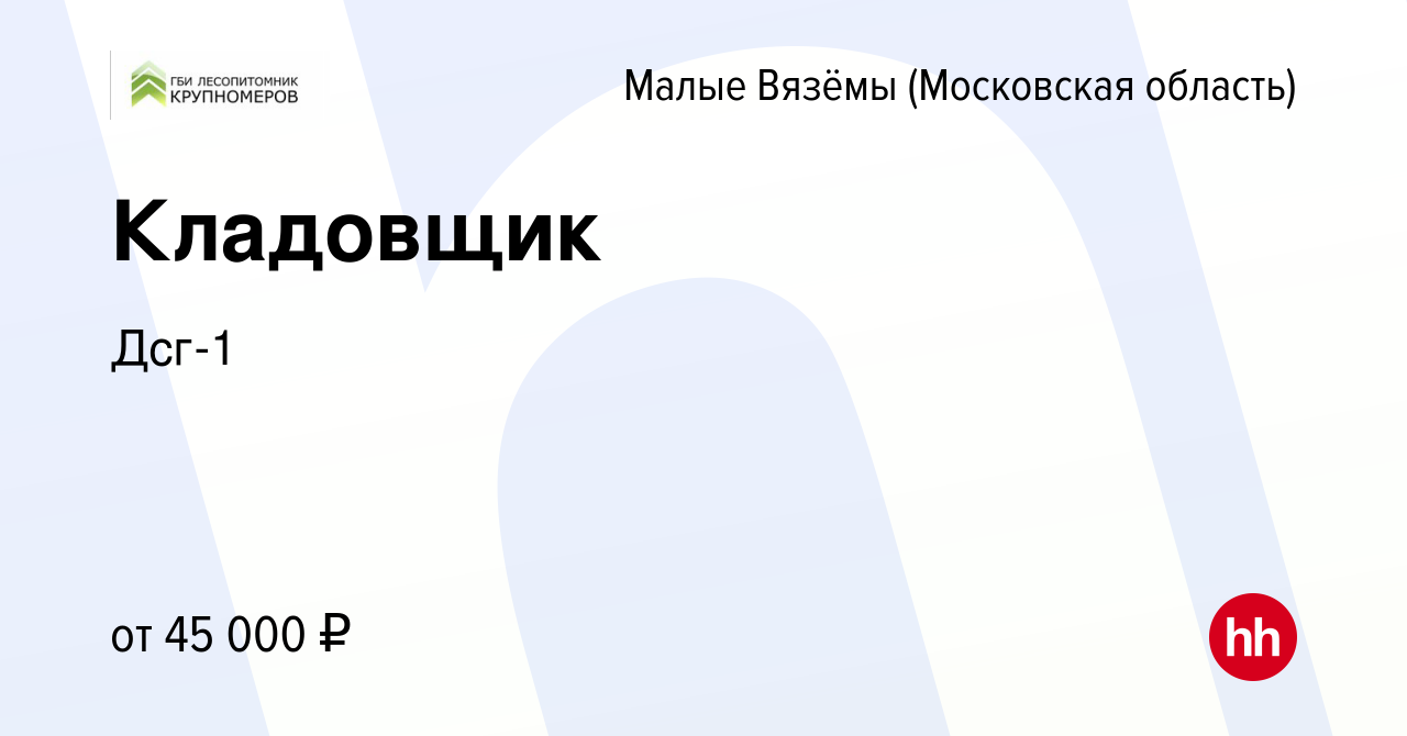 Вакансия Кладовщик в Малых Вязёмах, работа в компании Дсг-1 (вакансия в  архиве c 7 июня 2021)