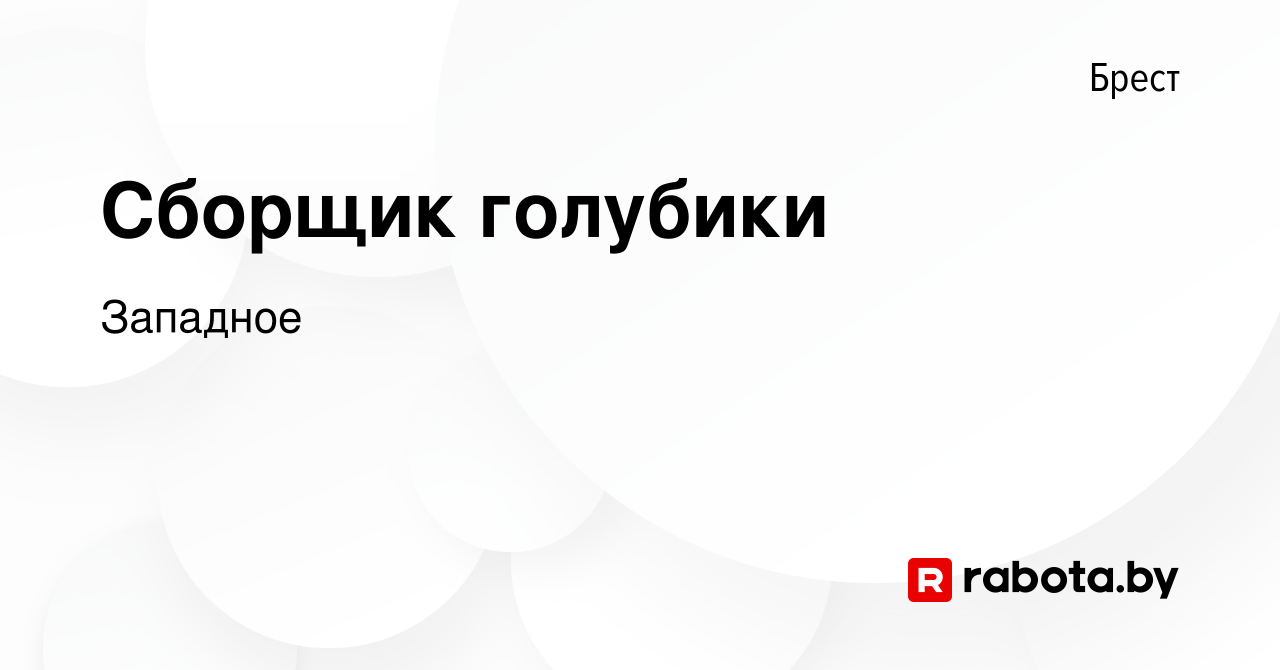 Вакансия Сборщик голубики в Бресте, работа в компании Западное (вакансия в  архиве c 23 августа 2021)