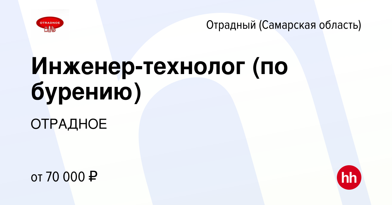 Вакансия Инженер-технолог (по бурению) в Отрадном, работа в компании  ОТРАДНОЕ (вакансия в архиве c 17 сентября 2021)