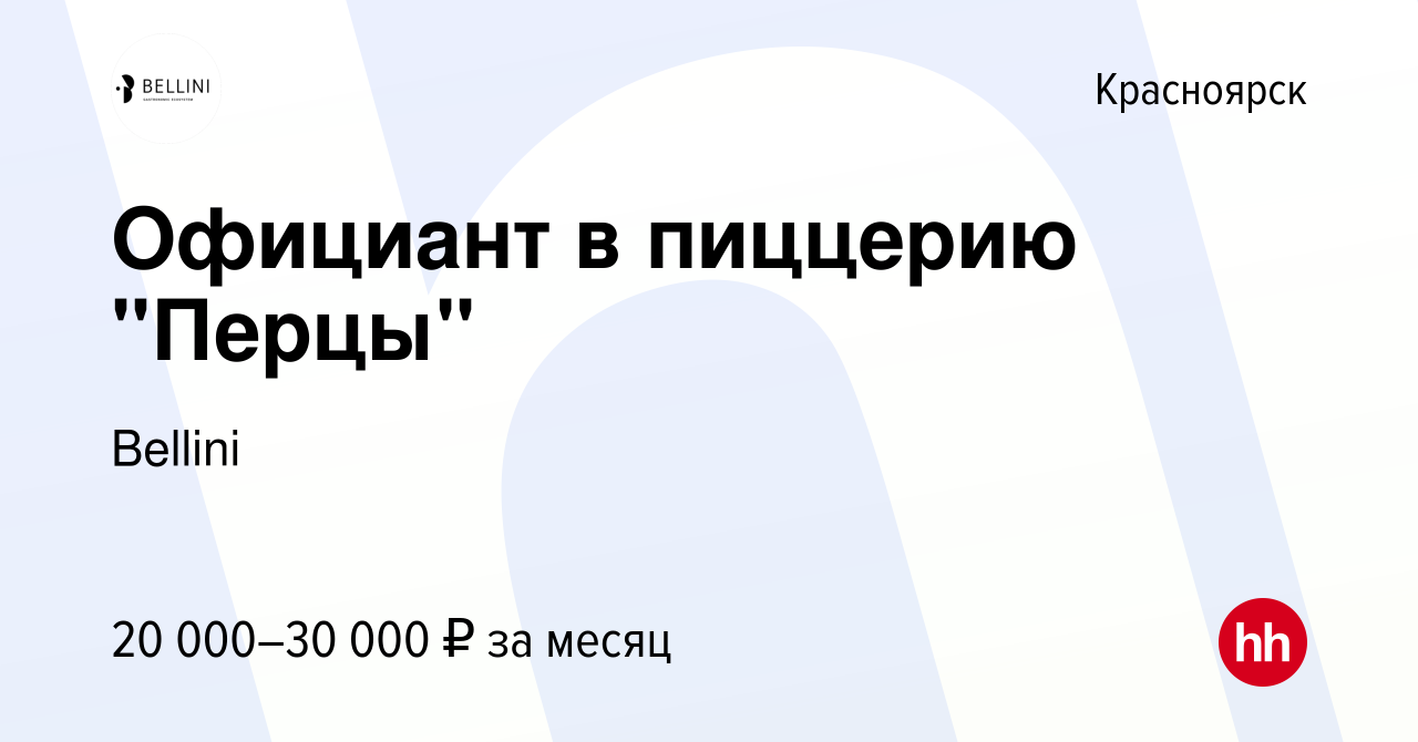 Вакансия Официант в пиццерию 