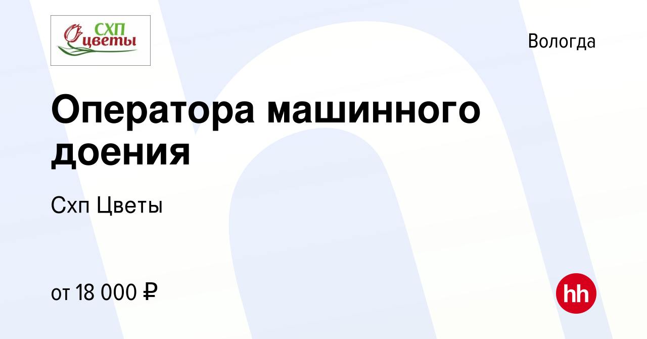 Вакансия Оператора машинного доения в Вологде, работа в компании Схп Цветы  (вакансия в архиве c 5 мая 2022)