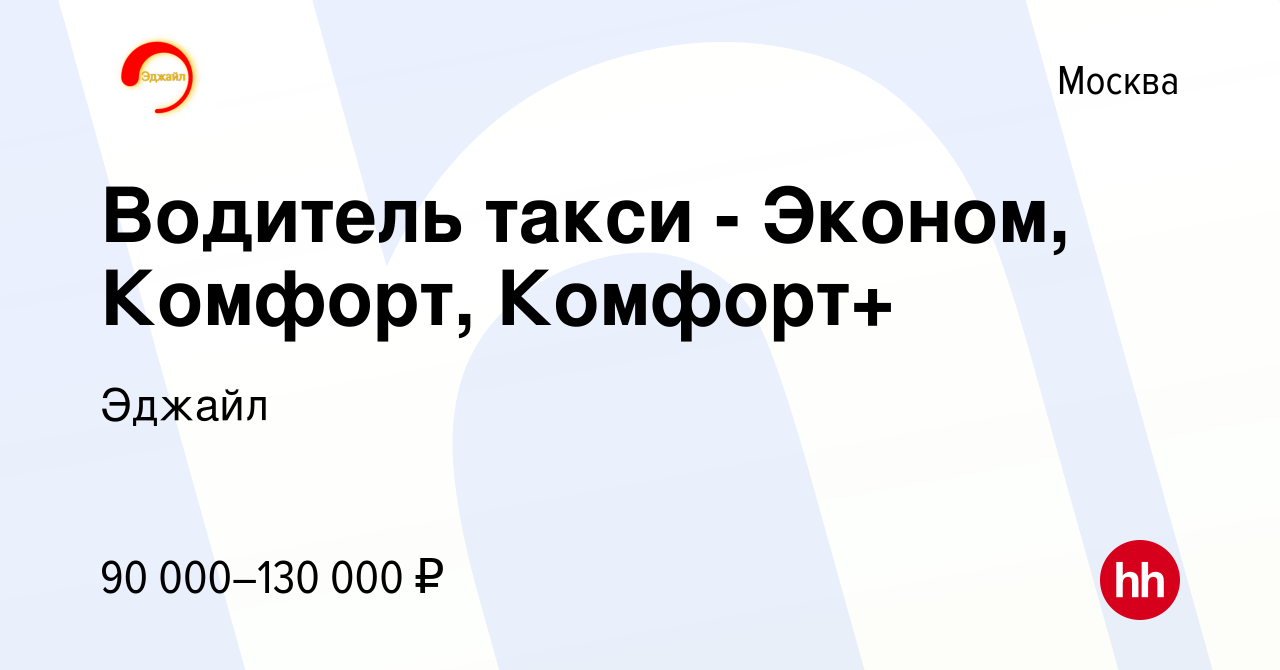 Вакансия Водитель такси - Эконом, Комфорт, Комфорт+ в Москве, работа в  компании Эджайл (вакансия в архиве c 3 июня 2022)