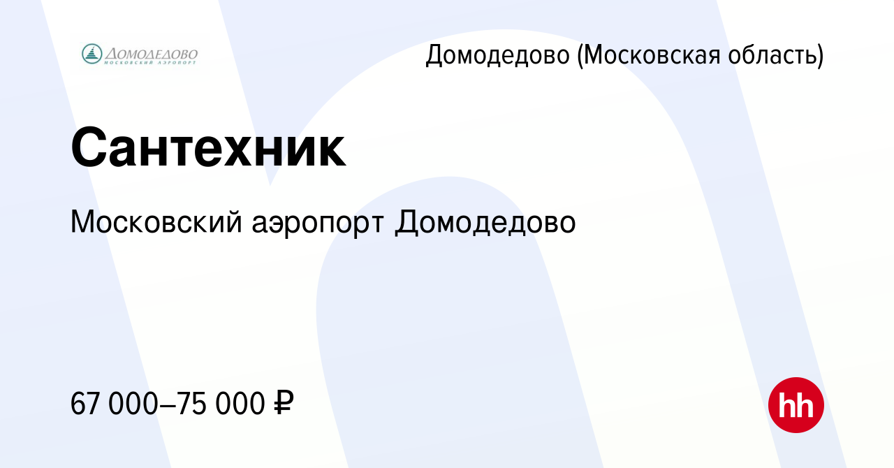 Вакансия Сантехник в Домодедово, работа в компании Московский аэропорт  Домодедово (вакансия в архиве c 11 августа 2022)