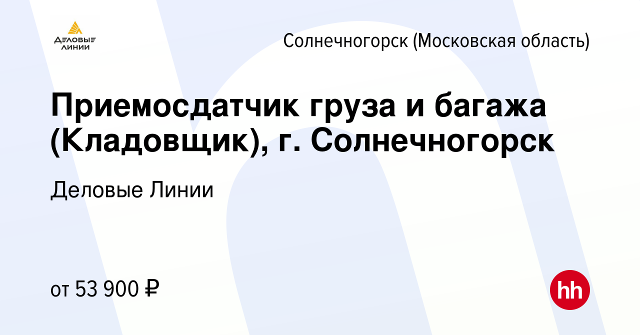 Вакансия Приемосдатчик груза и багажа (Кладовщик), г. Солнечногорск в  Солнечногорске, работа в компании Деловые Линии (вакансия в архиве c 10  июня 2022)