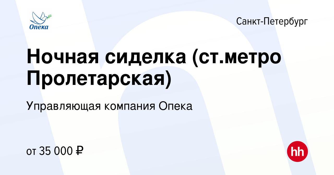 Вакансия Ночная сиделка (ст.метро Пролетарская) в Санкт-Петербурге, работа  в компании Управляющая компания Опека (вакансия в архиве c 26 августа 2022)