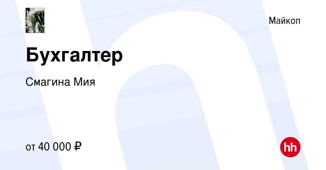 Вакансия Бухгалтер в Майкопе, работа в компании Смагина Мия (вакансия в  архиве c 19 августа 2022)