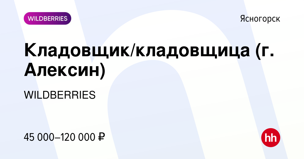 Вакансия Кладовщик/кладовщица (г. Алексин) в Ясногорске, работа в компании  WILDBERRIES (вакансия в архиве c 28 января 2023)