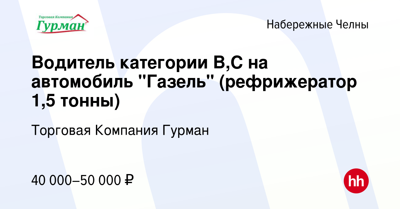 Вакансия Водитель категории В,С на автомобиль 