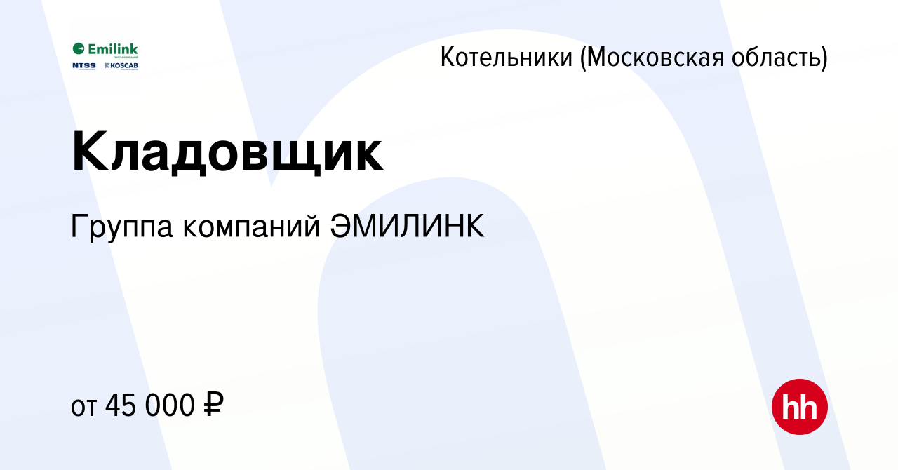 Вакансия Кладовщик в Котельниках, работа в компании Группа компаний ЭМИЛИНК  (вакансия в архиве c 2 ноября 2022)