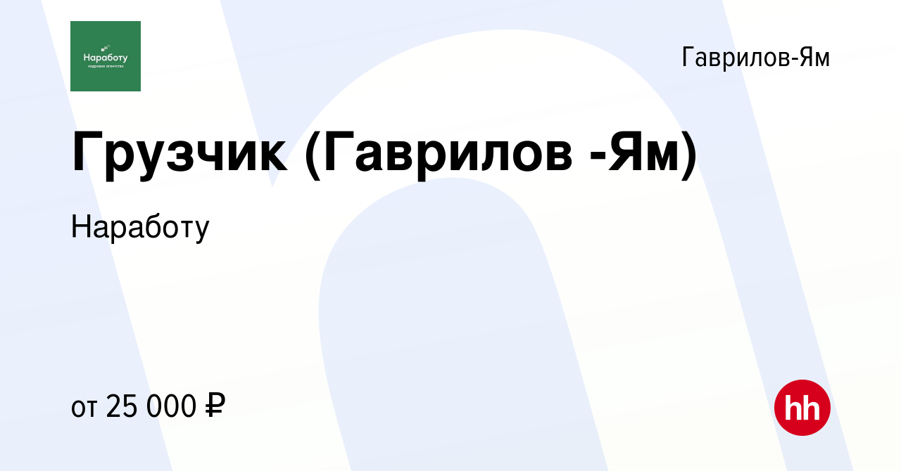 Вакансия Грузчик (Гаврилов -Ям) в Гаврилов-Яме, работа в компании Наработу  (вакансия в архиве c 2 ноября 2022)