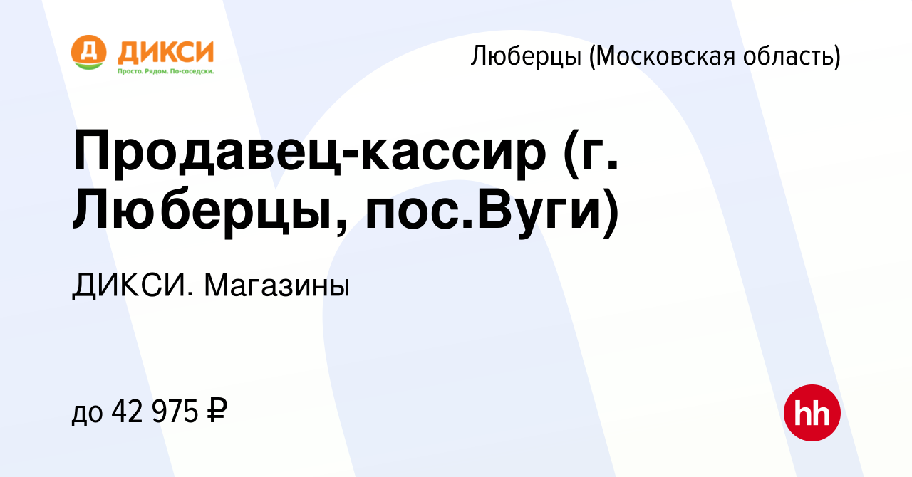 Вакансия Продавец-кассир (г. Люберцы, пос.Вуги) в Люберцах, работа в  компании ДИКСИ. Магазины (вакансия в архиве c 9 марта 2023)