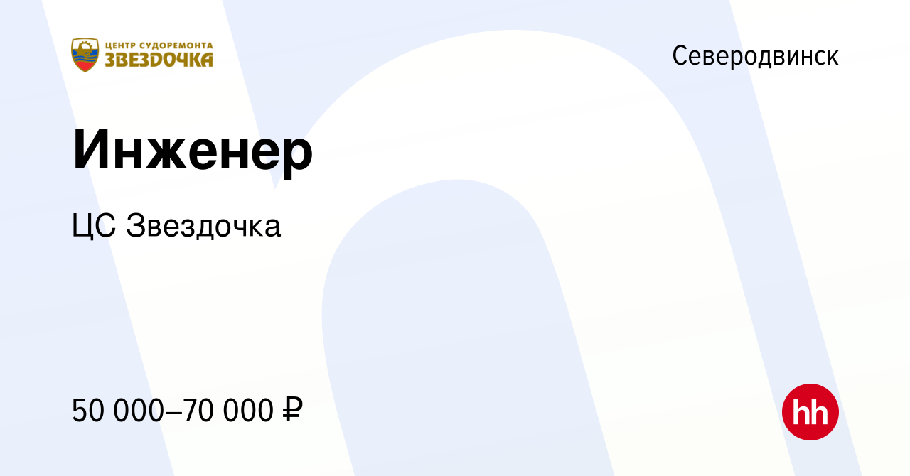 Вакансия Инженер в Северодвинске, работа в компании ЦС Звездочка (вакансия  в архиве c 10 декабря 2022)