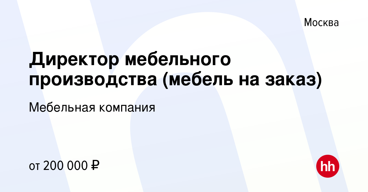 Резюме директор мебельного производства