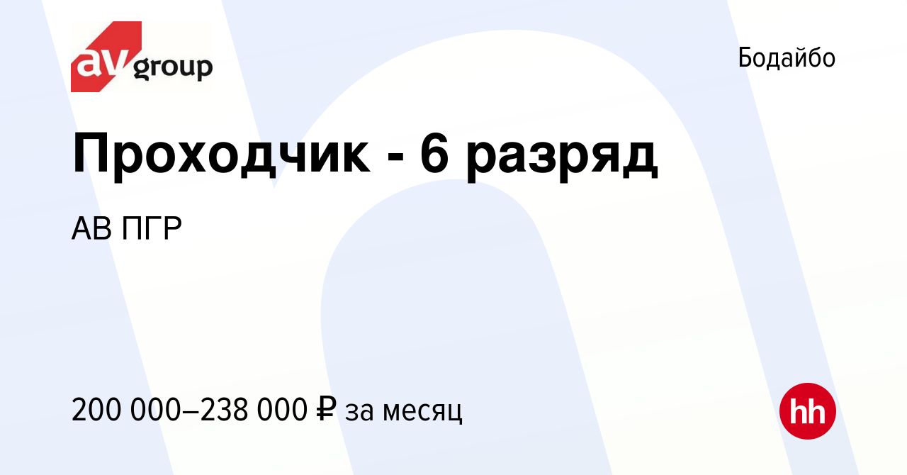 Вакансия Проходчик - 6 разряд в Бодайбо, работа в компании АВ ПГР (вакансия  в архиве c 18 января 2023)