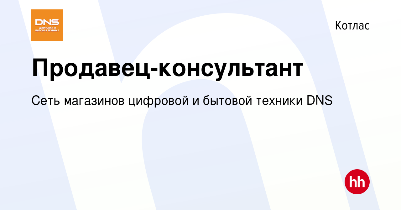 Вакансия Продавец-консультант в Котласе, работа в компании Сеть магазинов  цифровой и бытовой техники DNS (вакансия в архиве c 27 января 2023)