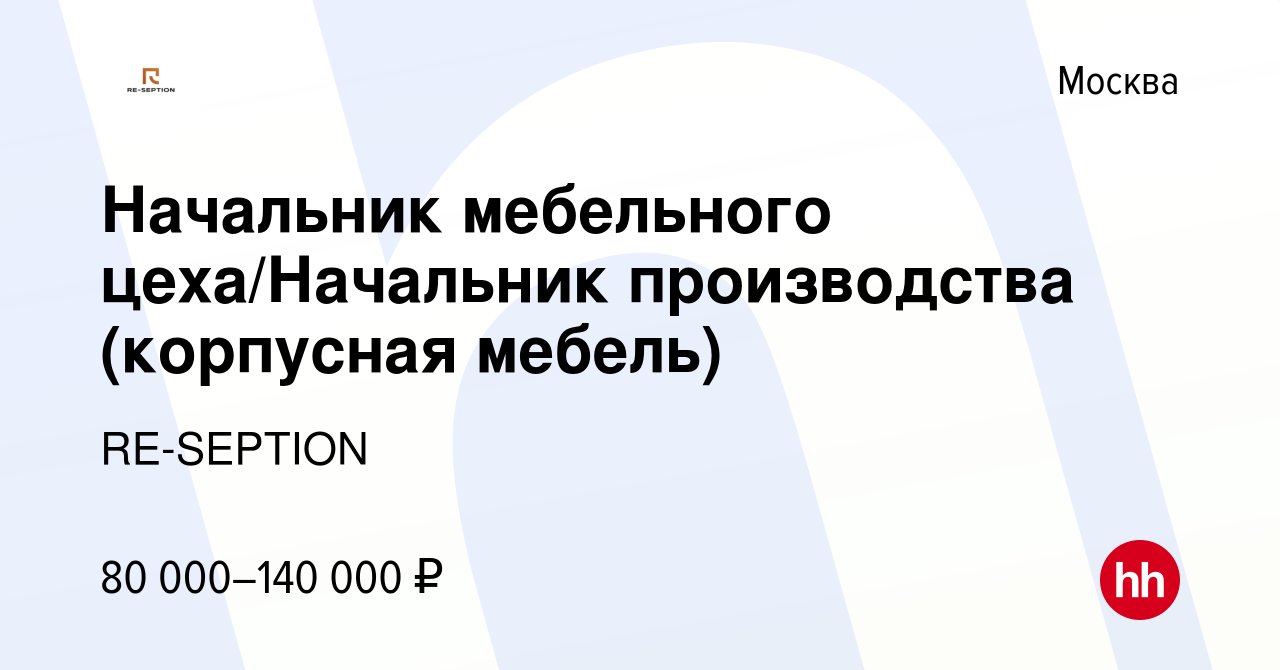 Вакансии начальник производства мебели