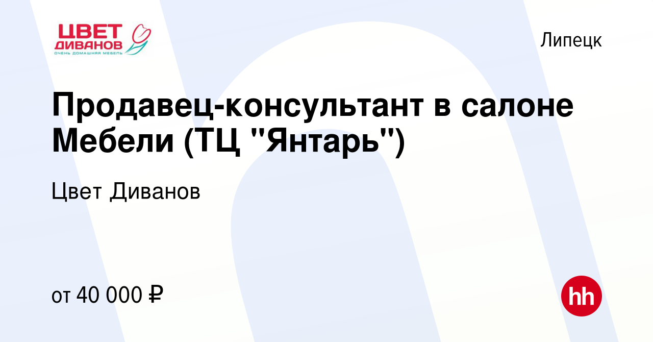 Вакансия Продавец-консультант в салоне Мебели (ТЦ 