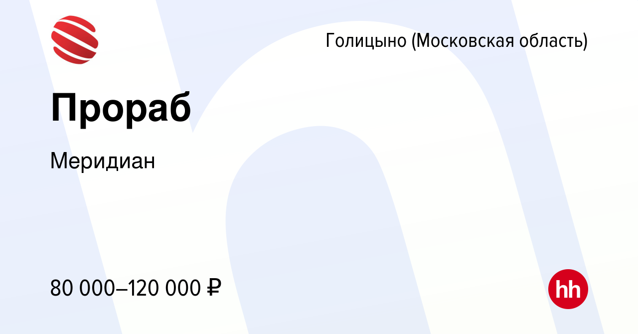 Вакансия Прораб в Голицыно, работа в компании Меридиан (вакансия в архиве c  6 августа 2023)