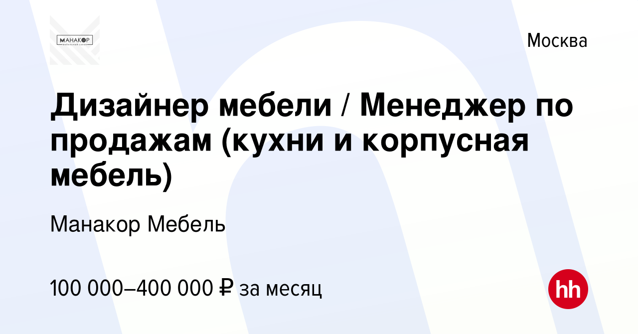 Пример резюме дизайнера мебели