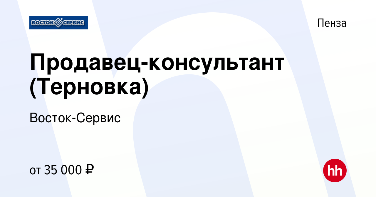 Вакансия Продавец-консультант (Терновка) в Пензе, работа в компании  Восток-Сервис (вакансия в архиве c 8 февраля 2024)