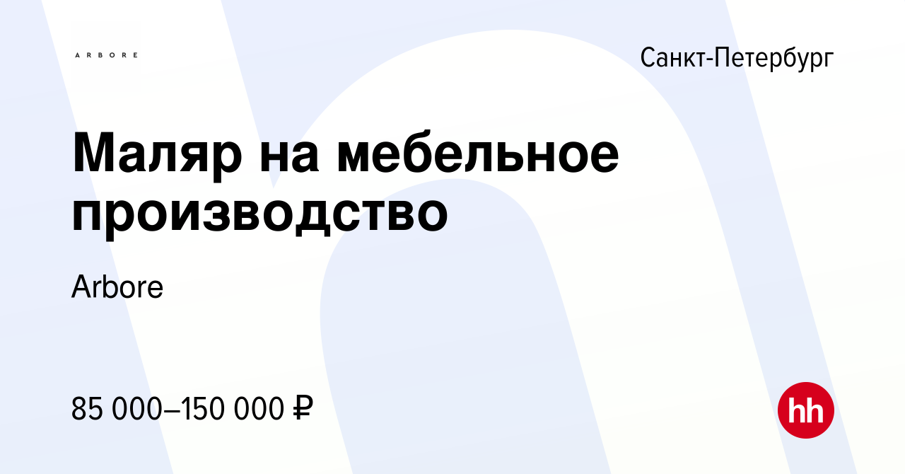 Вакансия Маляр на мебельное производство в Санкт-Петербурге, работа в  компании Arbore (вакансия в архиве c 22 июня 2023)