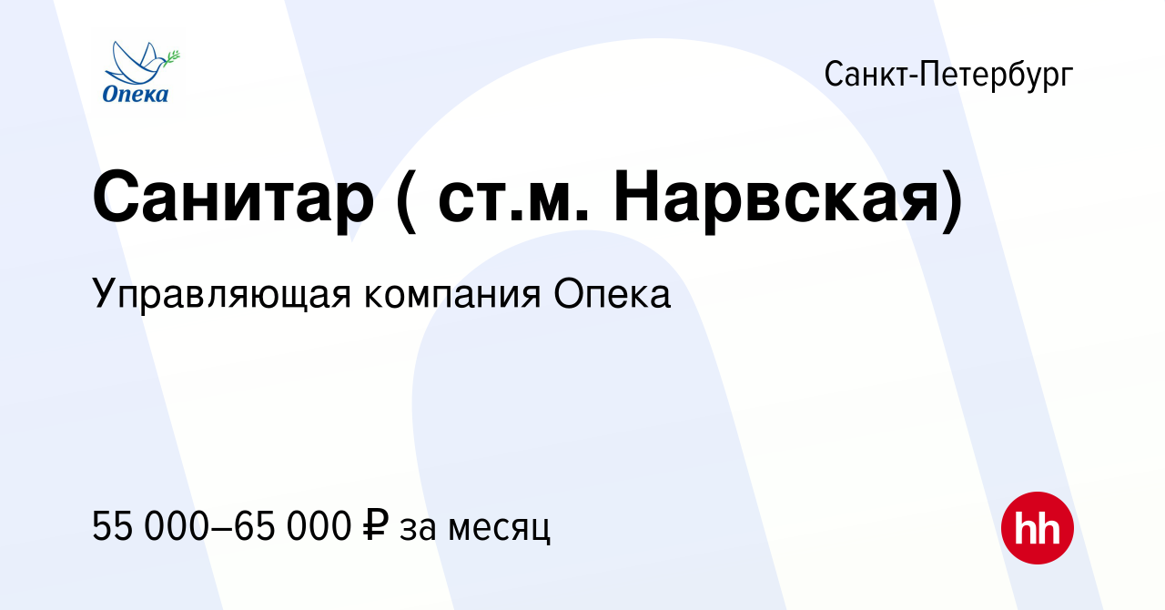 Вакансия Санитар ( ст.м. Нарвская) в Санкт-Петербурге, работа в компании  Управляющая компания Опека (вакансия в архиве c 30 ноября 2023)