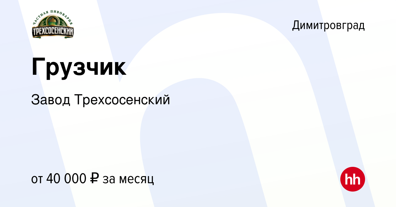 Вакансия Грузчик в Димитровграде, работа в компании Завод Трехсосенский  (вакансия в архиве c 7 июля 2023)