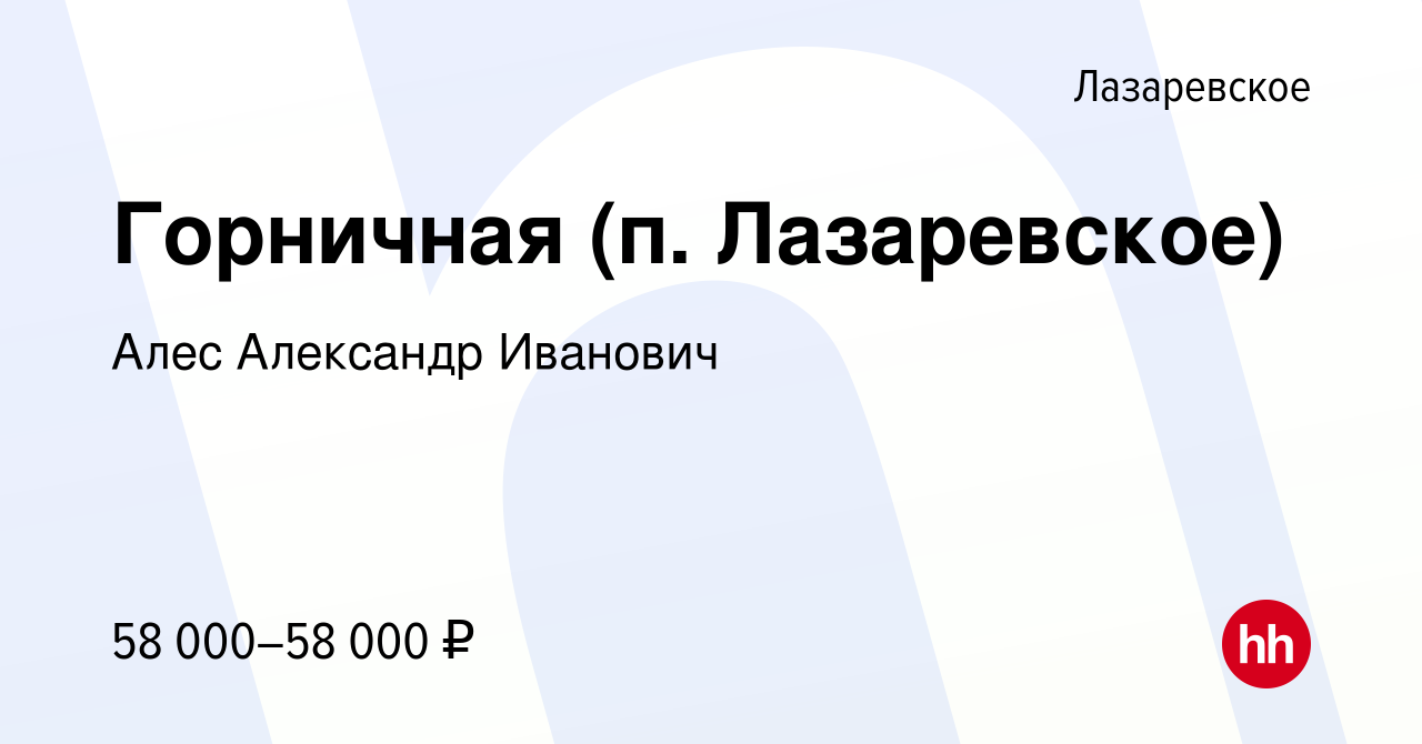 Вакансия Горничная (п. Лазаревское) в Лазаревском, работа в компании Алес  Александр Иванович (вакансия в архиве c 9 июля 2023)