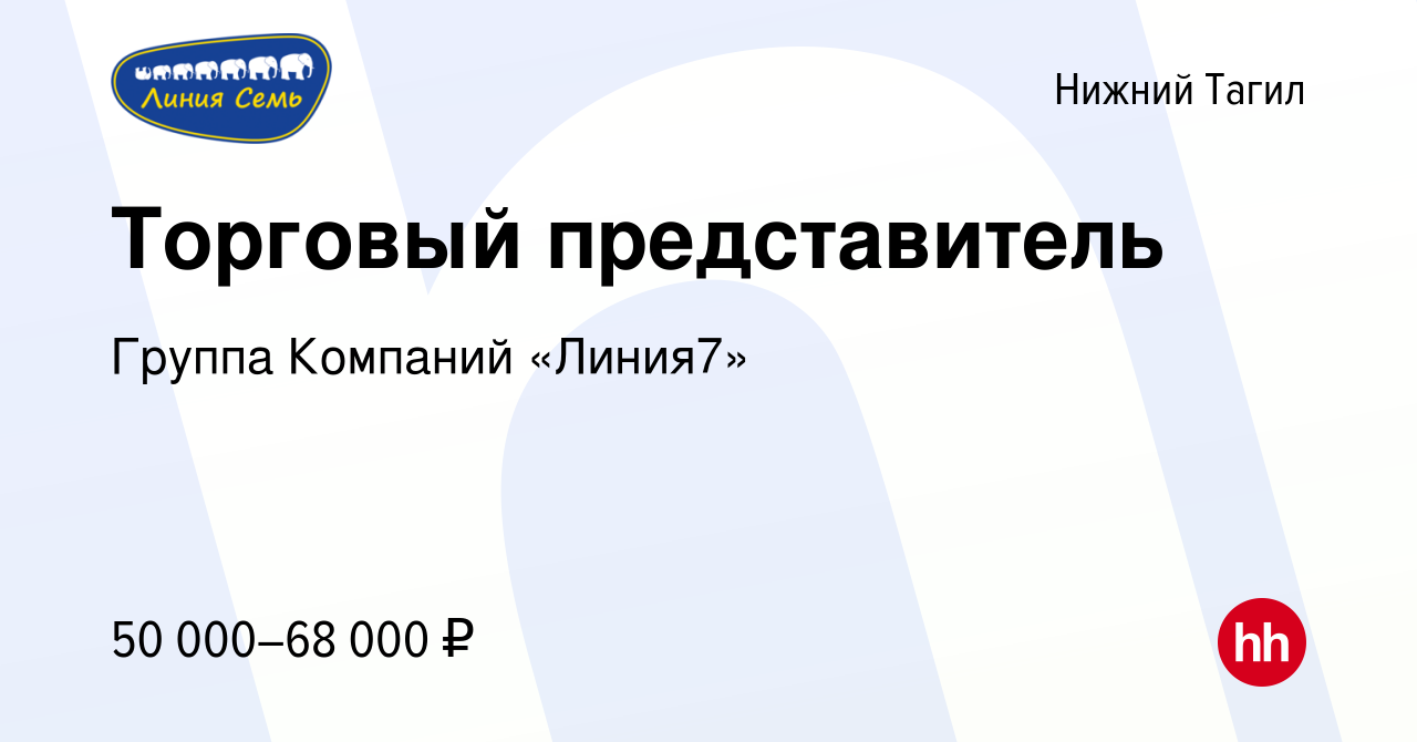 Вакансия Торговый представитель в Нижнем Тагиле, работа в компании Группа  Компаний «Линия7» (вакансия в архиве c 2 октября 2023)