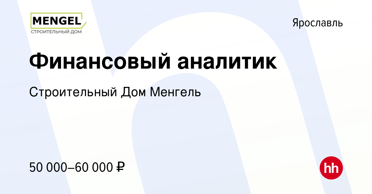 Вакансия Финансовый аналитик в Ярославле, работа в компании Строительный  Дом Менгель (вакансия в архиве c 4 августа 2023)