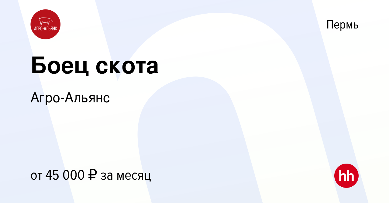 Вакансия Боец скота в Перми, работа в компании Агро-Альянс (вакансия в  архиве c 9 августа 2023)