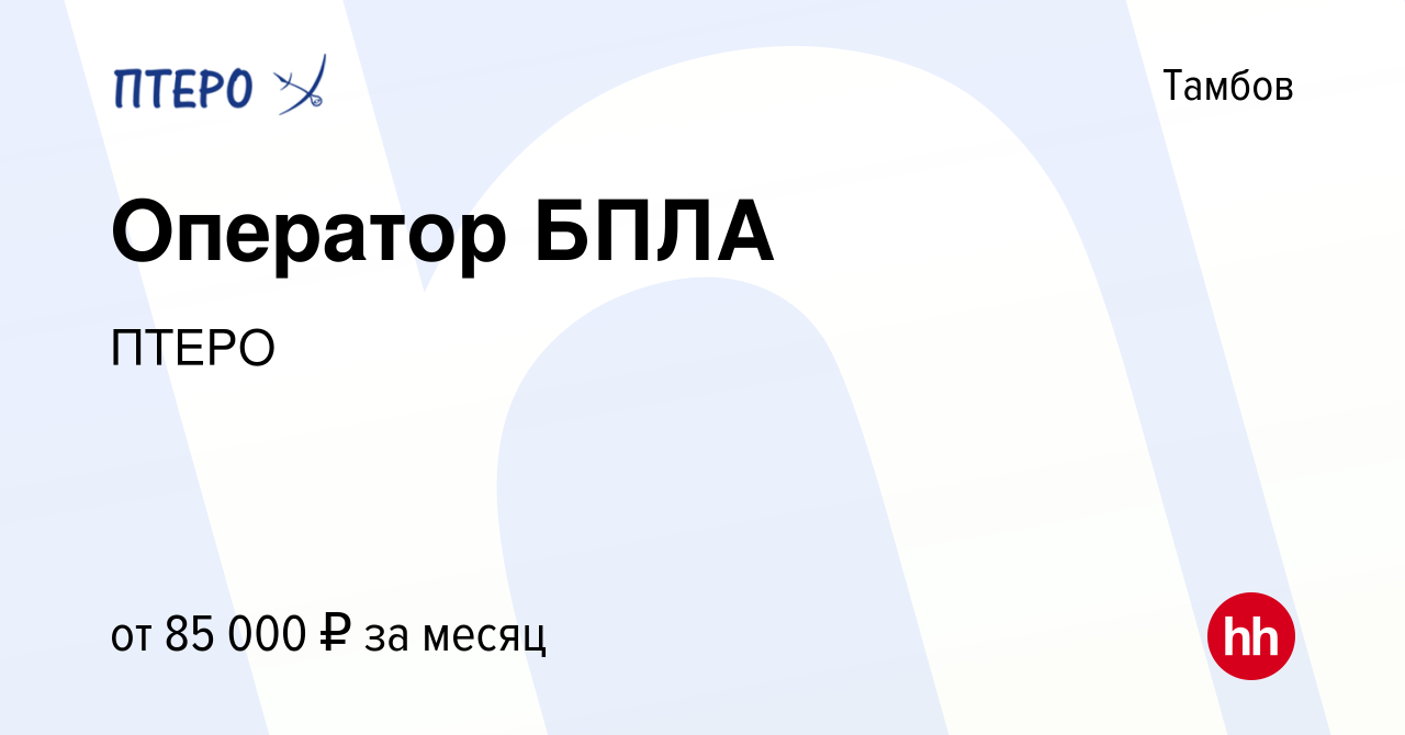 Вакансия Оператор БПЛА в Тамбове, работа в компании ПТЕРО (вакансия в  архиве c 16 августа 2023)