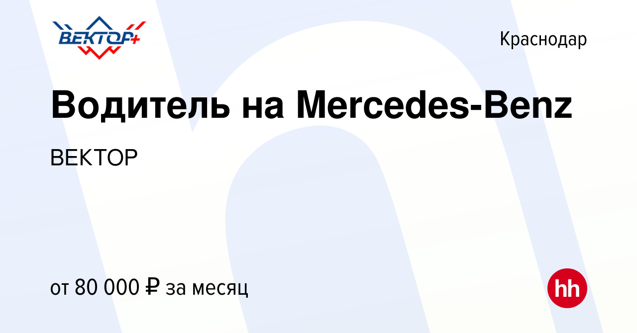 Вакансия Водитель на Mercedes-Benz в Краснодаре, работа в компании ВЕКТОР  (вакансия в архиве c 25 августа 2023)