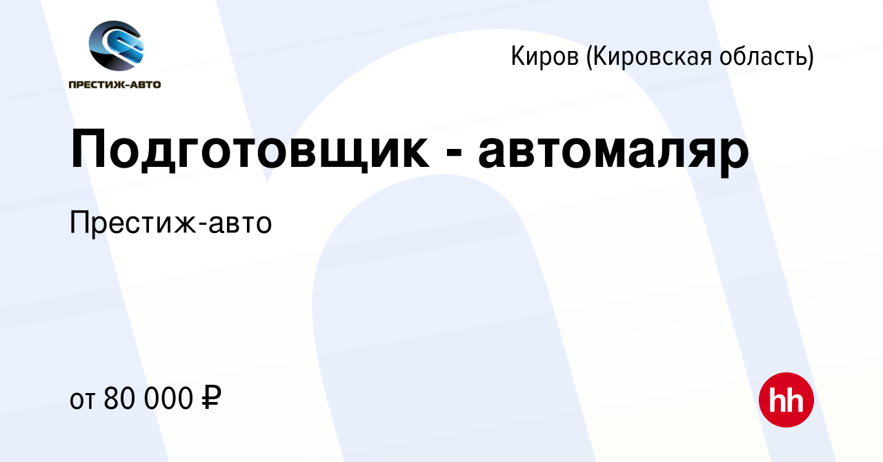 Вакансия Подготовщик - автомаляр в Кирове (Кировская область), работа в  компании Престиж-авто (вакансия в архиве c 21 октября 2023)