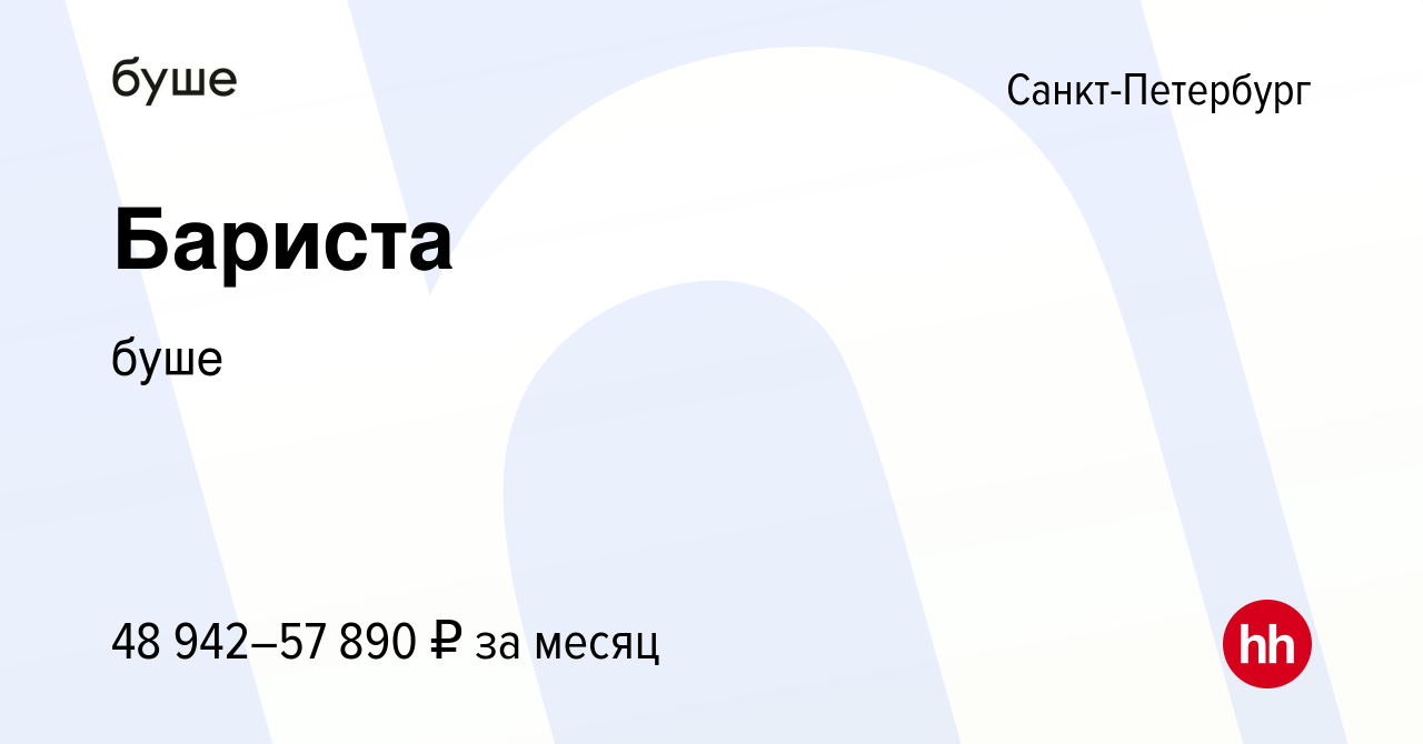 Вакансия Бариста в Санкт-Петербурге, работа в компании буше (вакансия в  архиве c 10 сентября 2023)