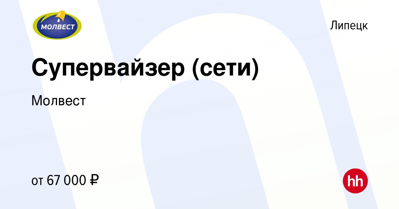 Вакансия Супервайзер (сети) в Липецке, работа в компании Молвест