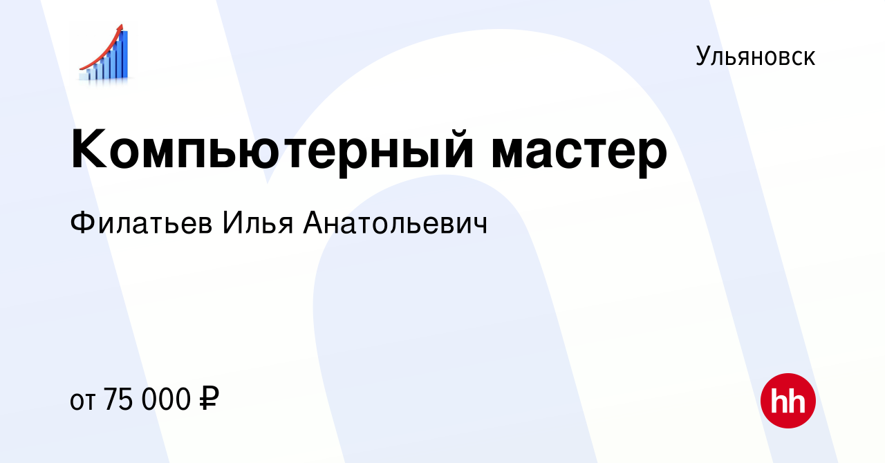 Вакансия Компьютерный мастер в Ульяновске, работа в компании Филатьев Илья  Анатольевич (вакансия в архиве c 26 декабря 2023)