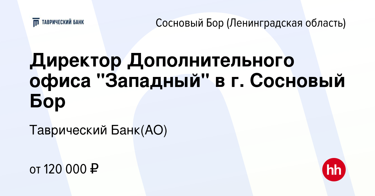 Вакансия Директор Дополнительного офиса 