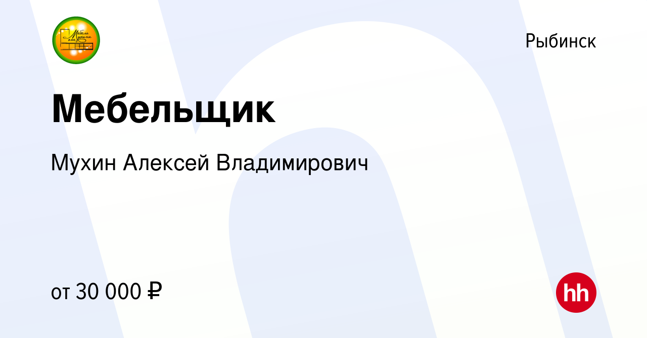 Вакансия Мебельщик в Рыбинске, работа в компании Мухин Алексей Владимирович  (вакансия в архиве c 20 октября 2023)