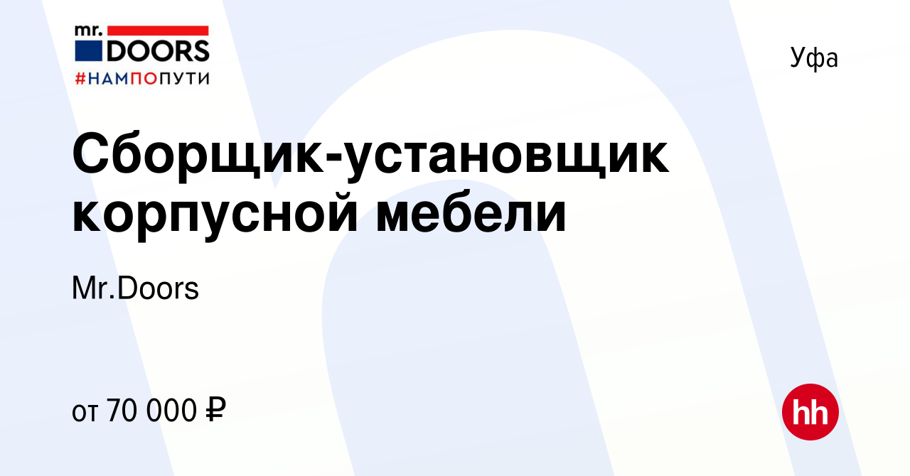 Вакансия Сборщик-установщик корпусной мебели в Уфе, работа в компании  Mr.Doors (вакансия в архиве c 21 декабря 2023)